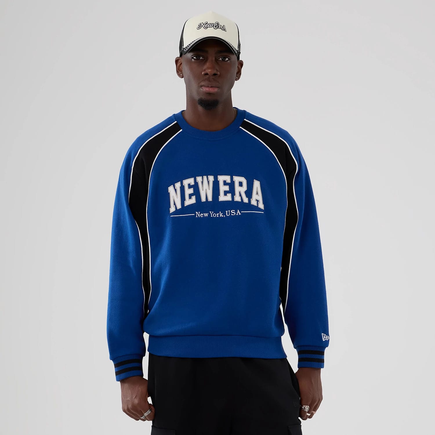 New Era Colour Block Navy Crew Neck Sweater-kentox