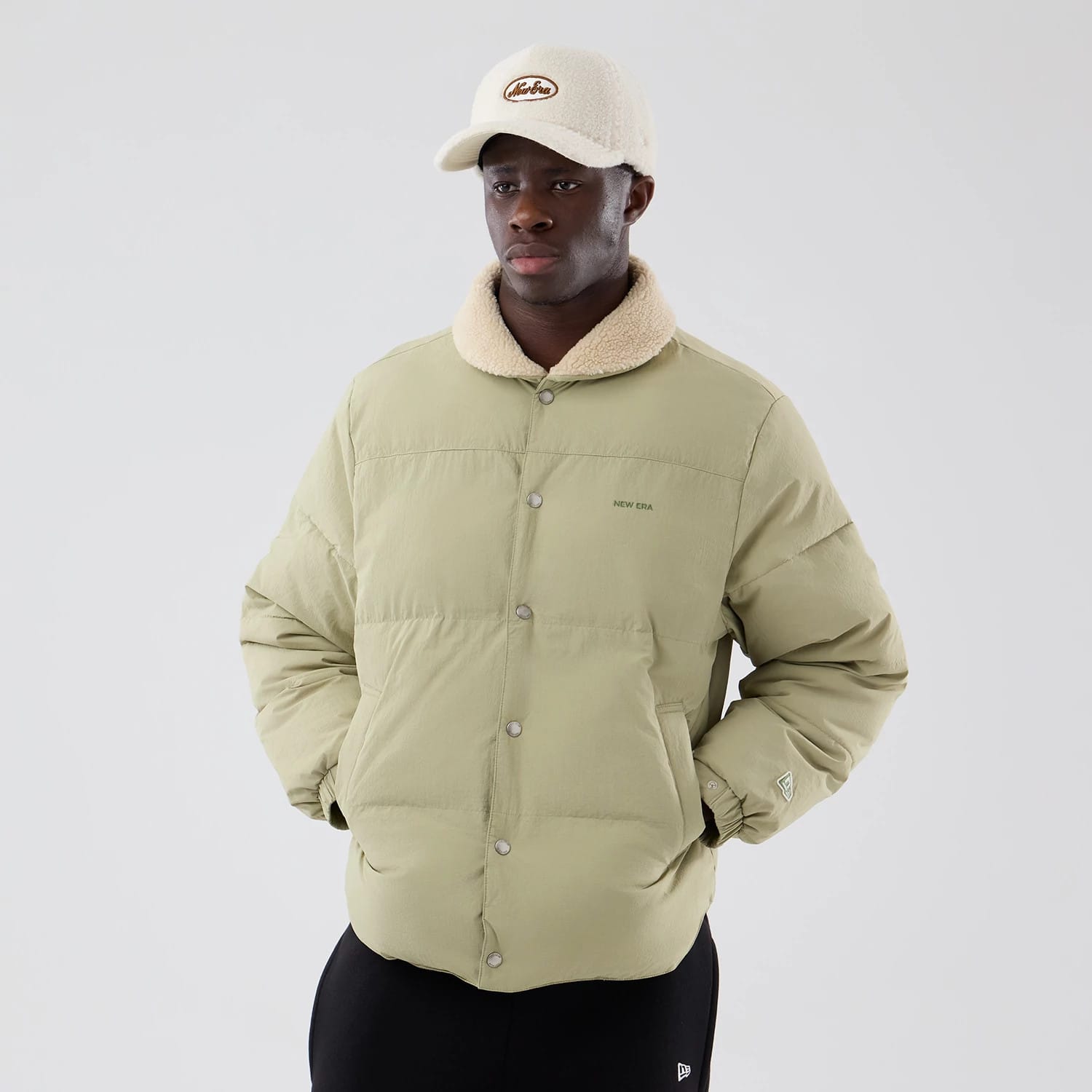 New Era Organic Boa Neck Khaki Jacket-kentox