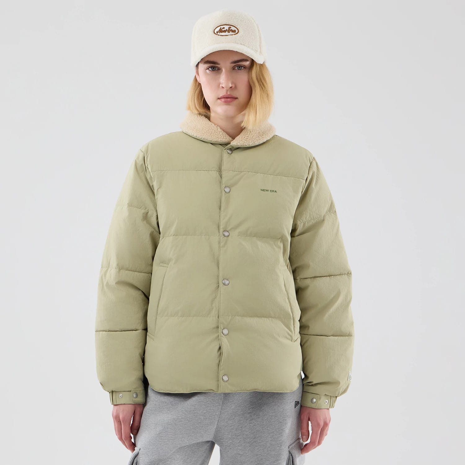 New Era Organic Boa Neck Khaki Jacket-kentox