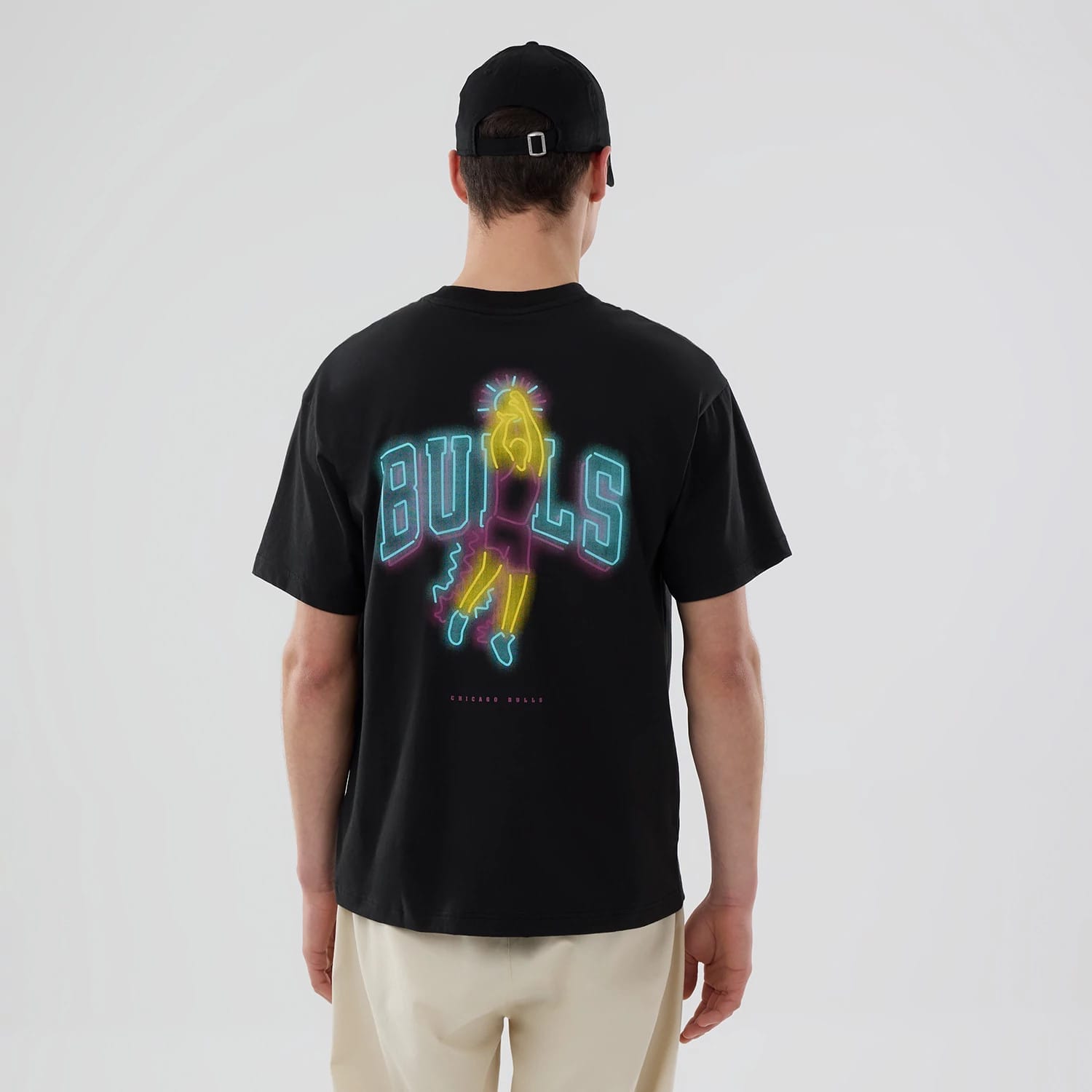 Chicago Bulls NBA Neon Light Black T-Shirt-kentox
