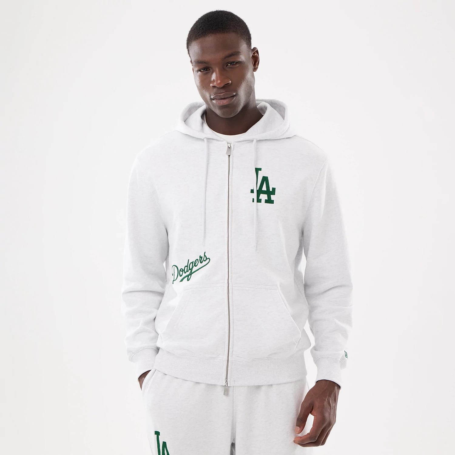 LA Dodgers MLB Comfort Grey 2 Way Full Zip Hoodie-kentox