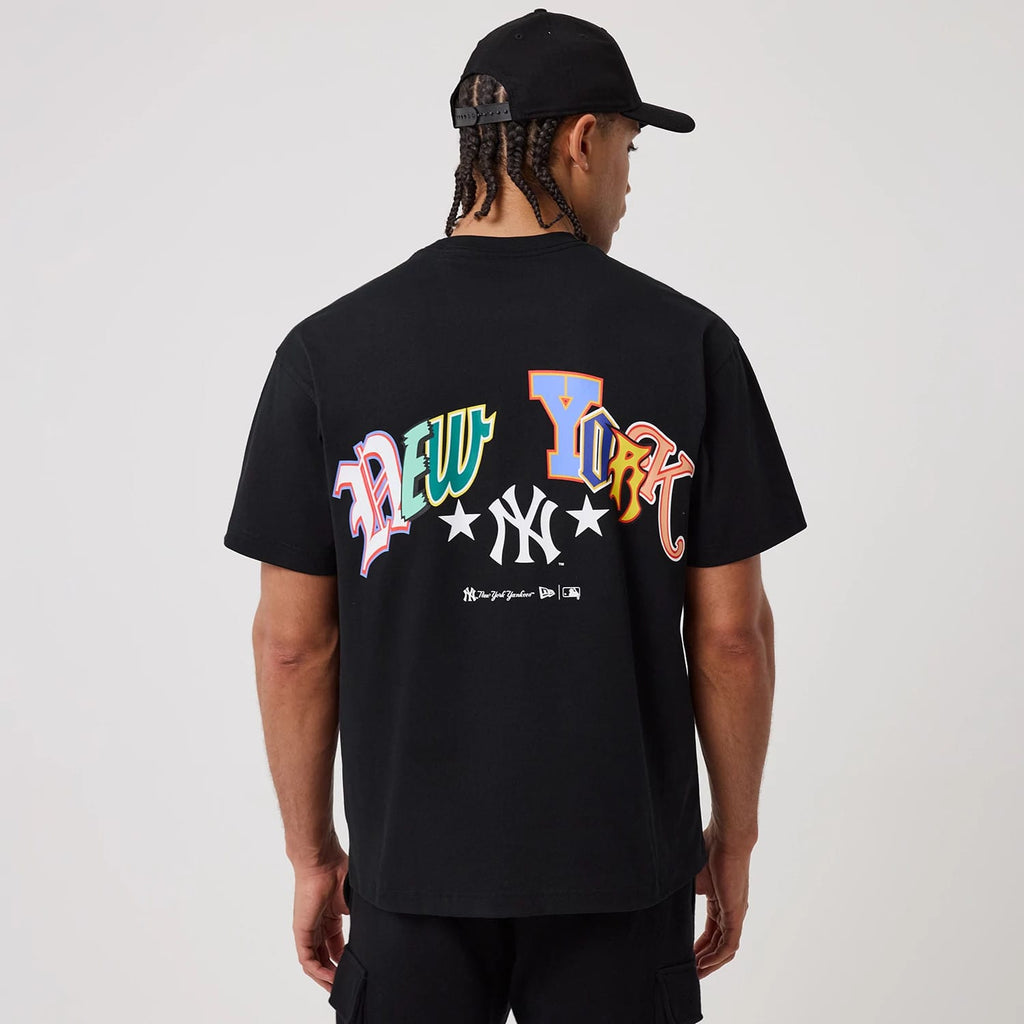 New York Yankees MLB Word Art Black T-Shirt-kentox
