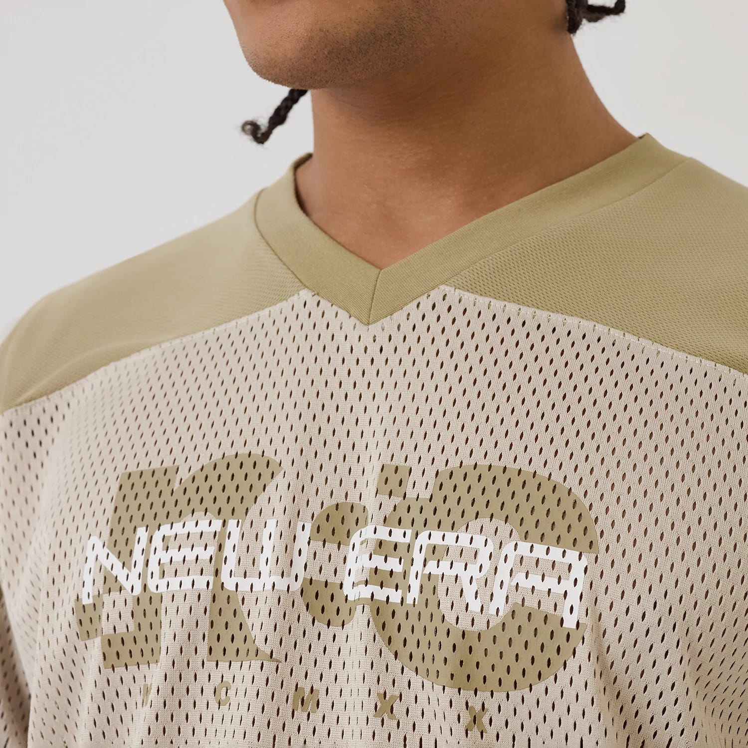 New Era NEC Logo Beige Long Sleeve Jersey-kentox