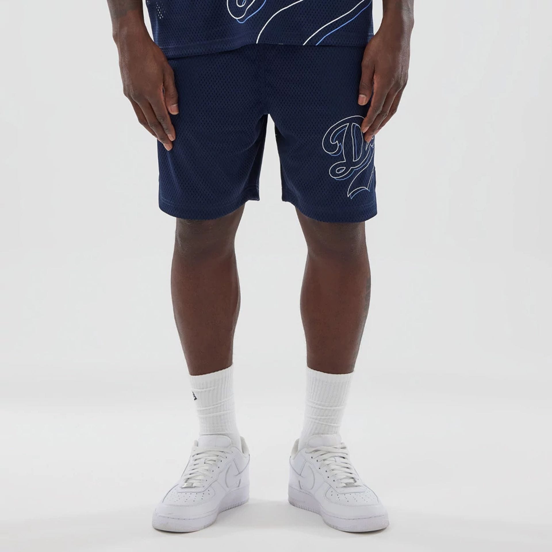 LA Dodgers MLB Mix League Blue Oversized Mesh Shorts-kentox