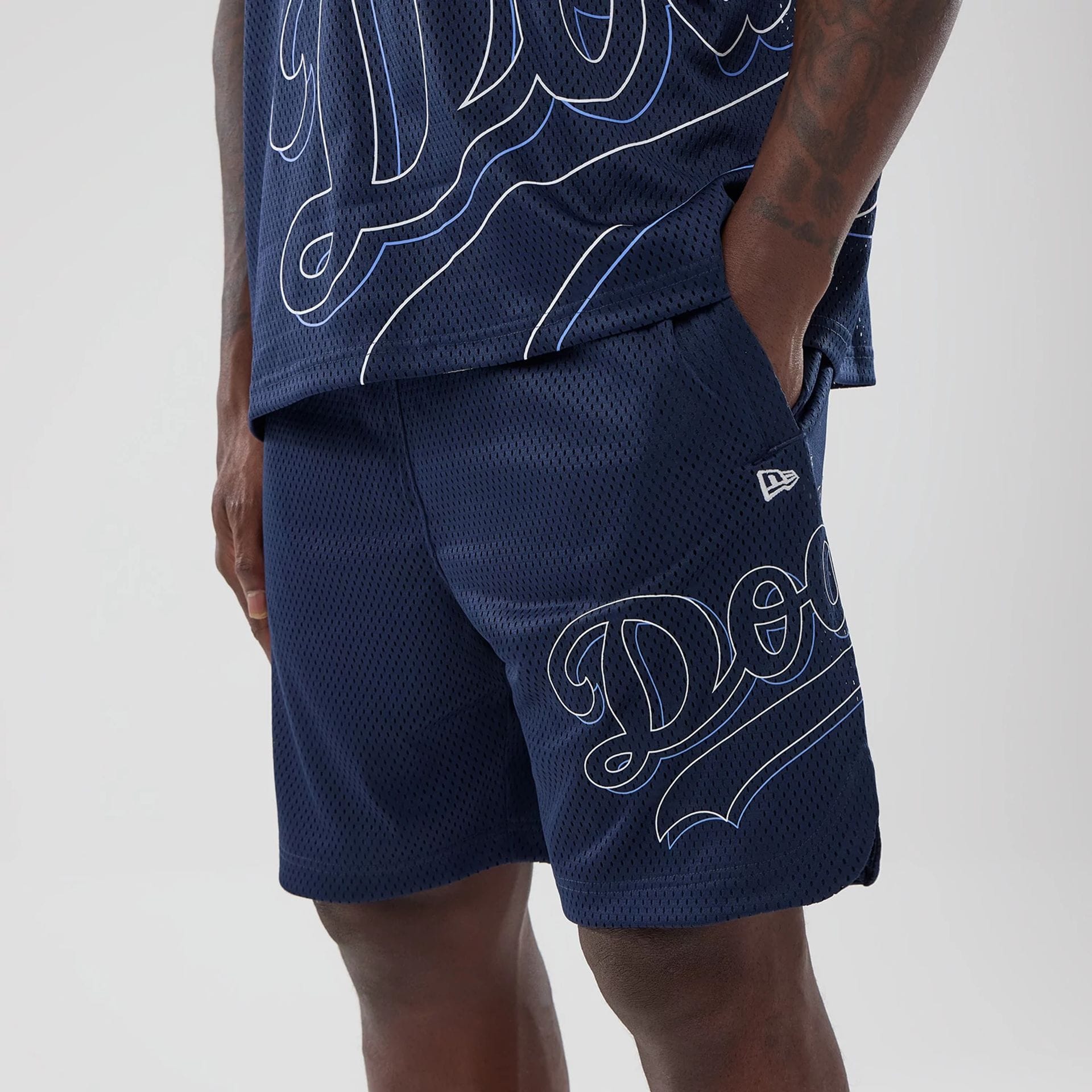 LA Dodgers MLB Mix League Blue Oversized Mesh Shorts-kentox
