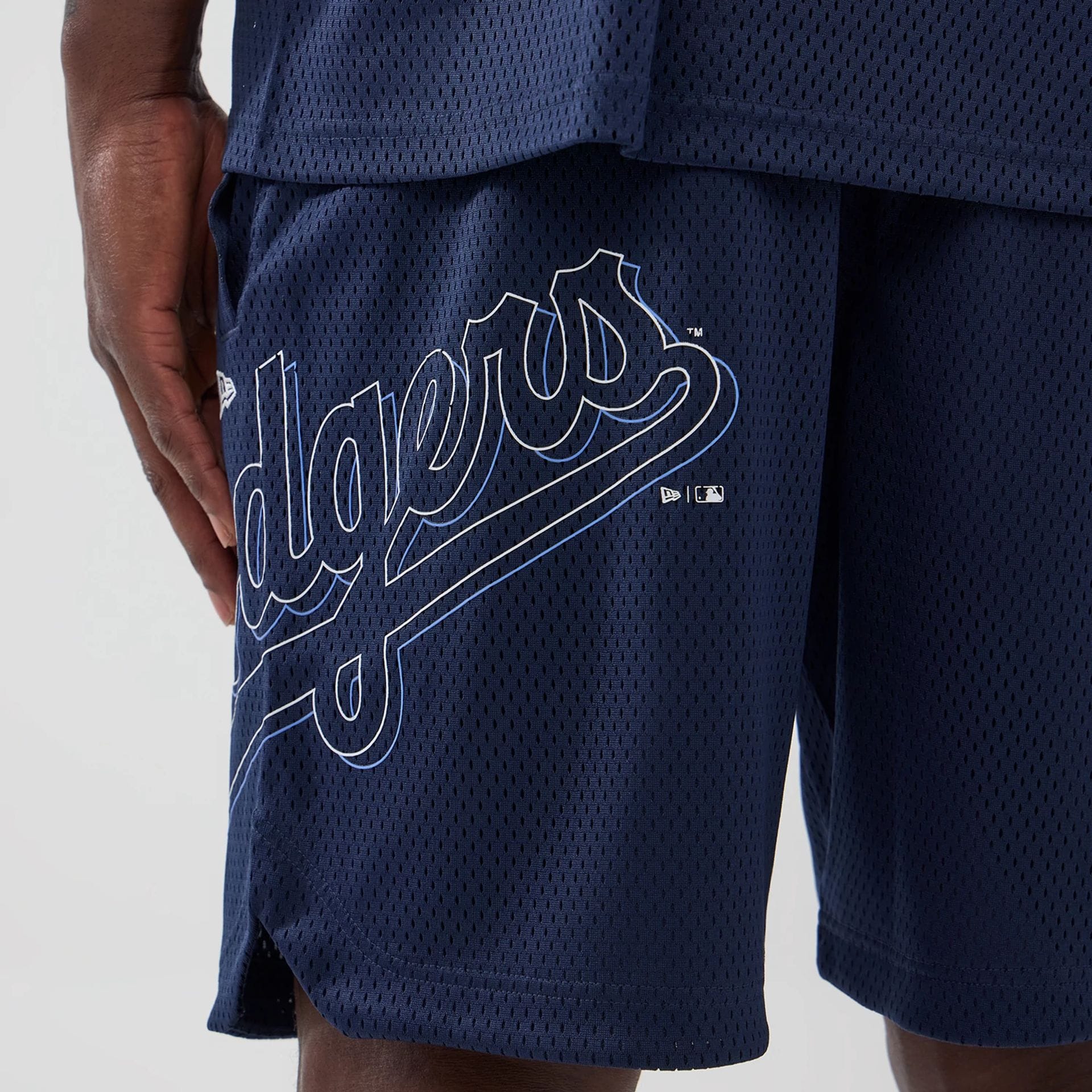 LA Dodgers MLB Mix League Blue Oversized Mesh Shorts-kentox