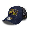 New Era Frame Logo Navy 9FORTY A-Frame Trucker Adjustable Cap-kentox