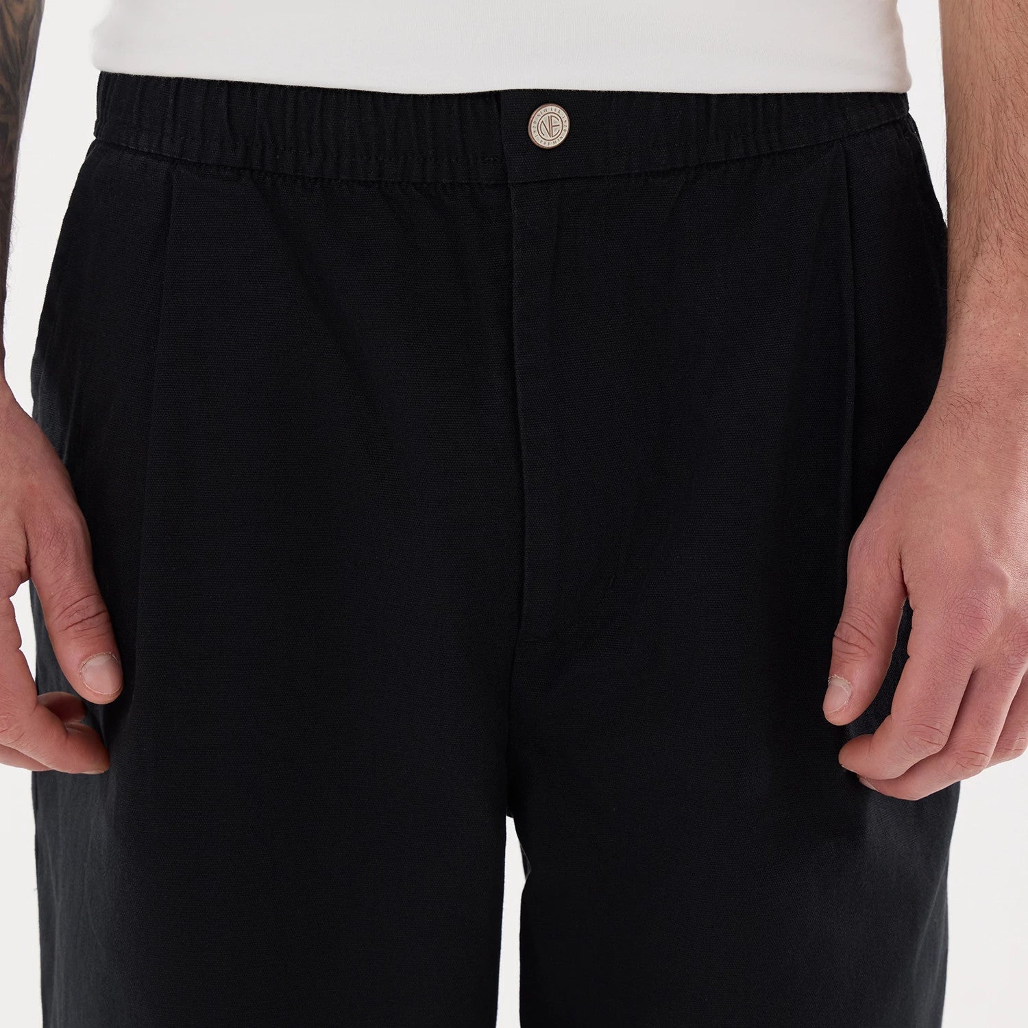 New Era Black Balloon Leg Trousers-kentox