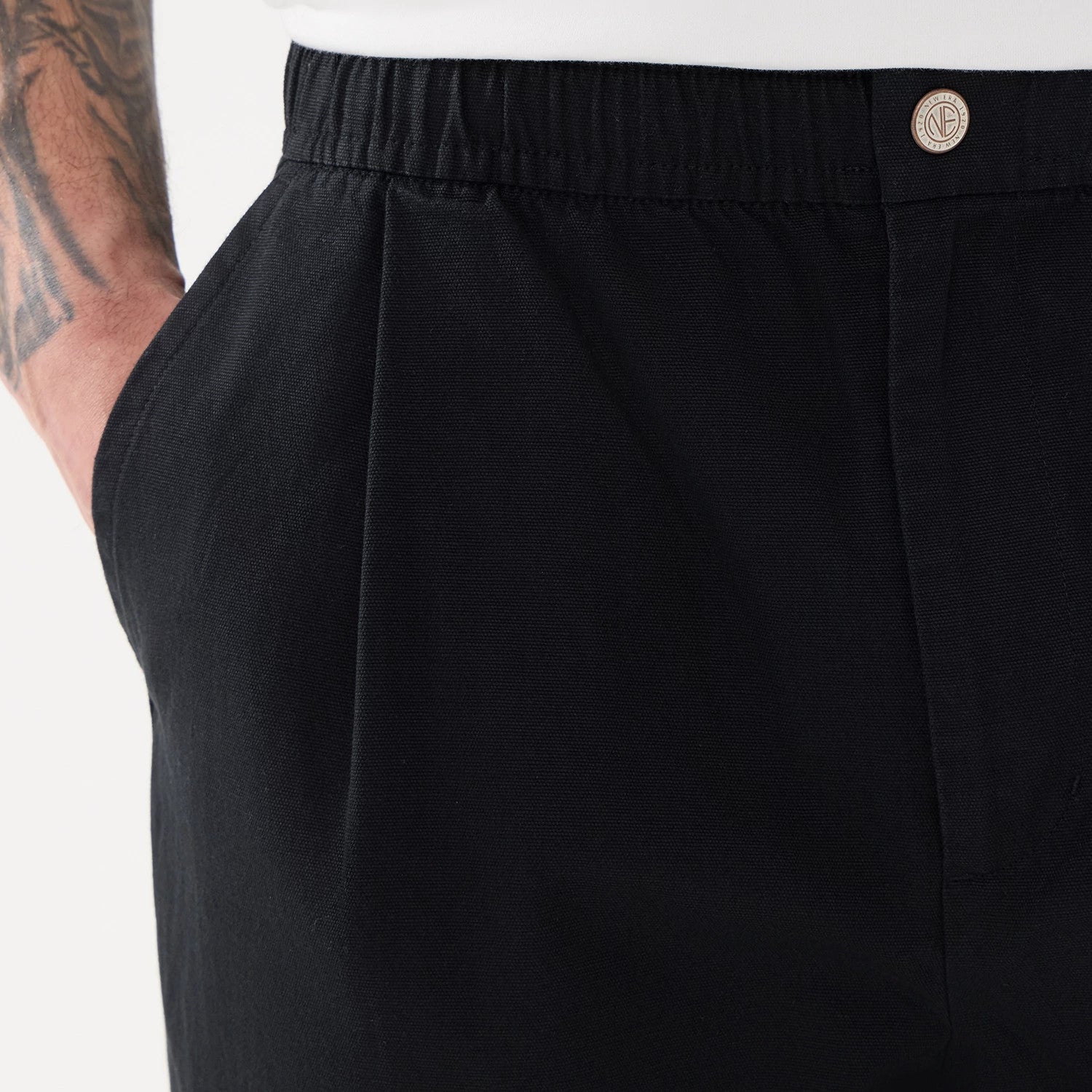New Era Black Balloon Leg Trousers-kentox