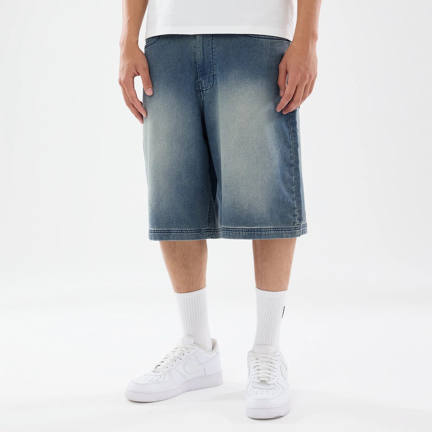 New Era Washed Blue Bermuda Shorts-kentox