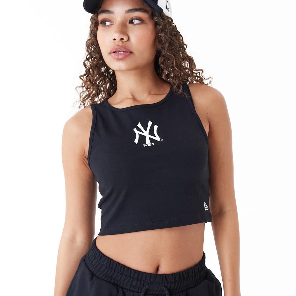 New York Yankees Womens MLB Lifestyle Black Crop Tank Top-kentox