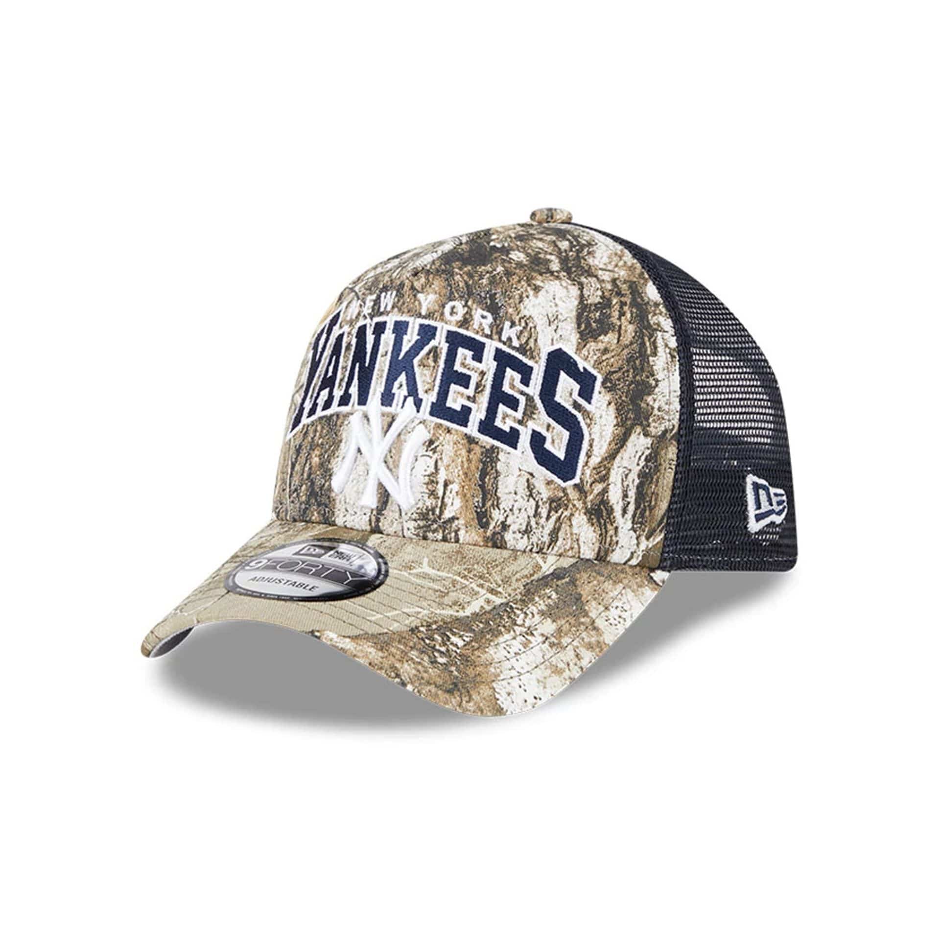 New York Yankees MLB Realtree Camo Navy 9FORTY A-Frame Trucker Adjustable Cap-kentox