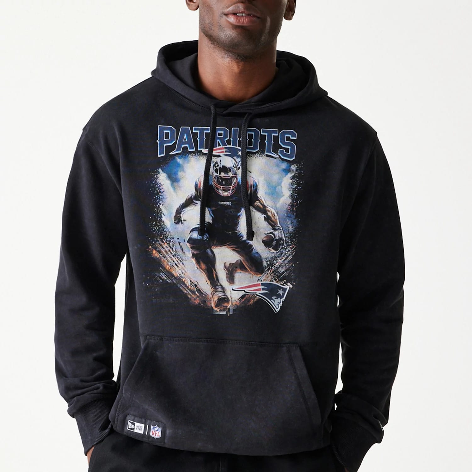New England Patriots NFL Games Premium Apparel Black Oversized Pullover Hoodie-kentox
