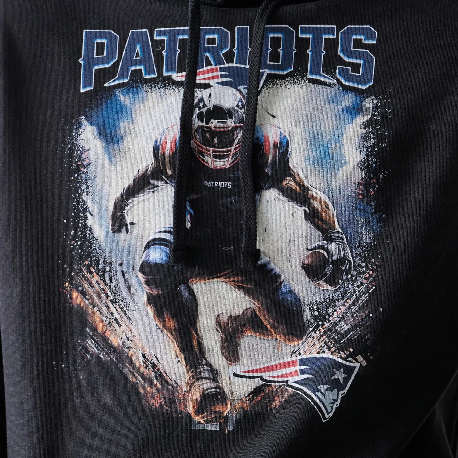 New England Patriots NFL Games Premium Apparel Black Oversized Pullover Hoodie-kentox