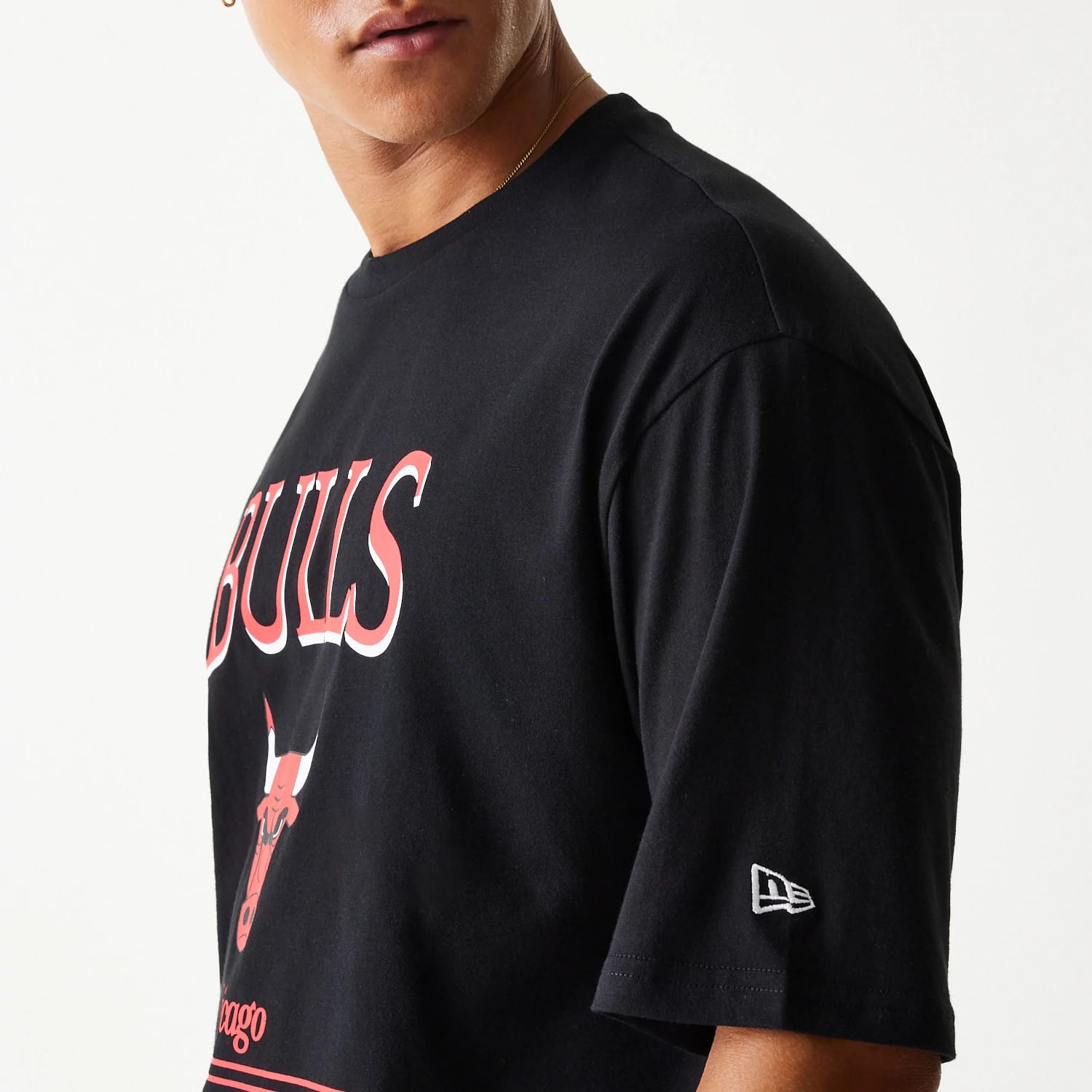 Chicago Bulls NBA Team Graphic Black Oversized T-Shirt-kentox