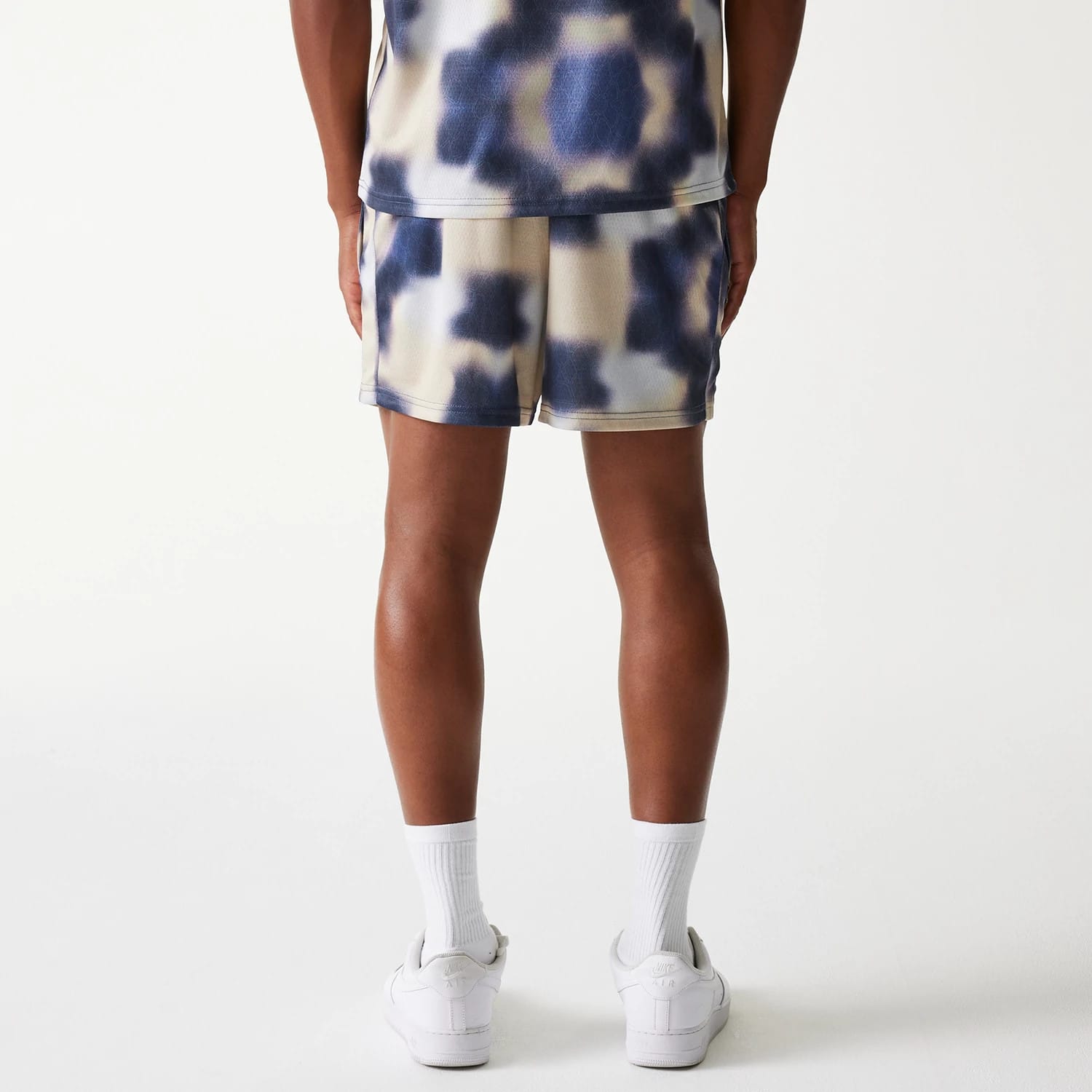 LA Lakers NBA All Over Print Cream Shorts-kentox