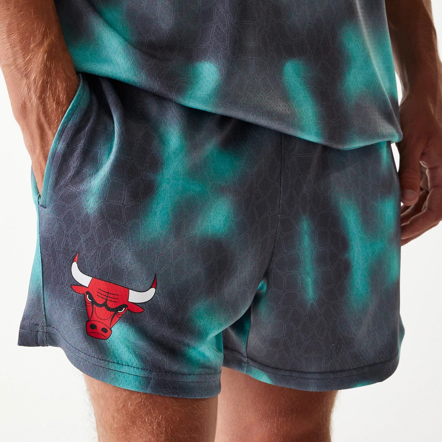 Chicago Bulls NBA All Over Print Green Shorts-kentox