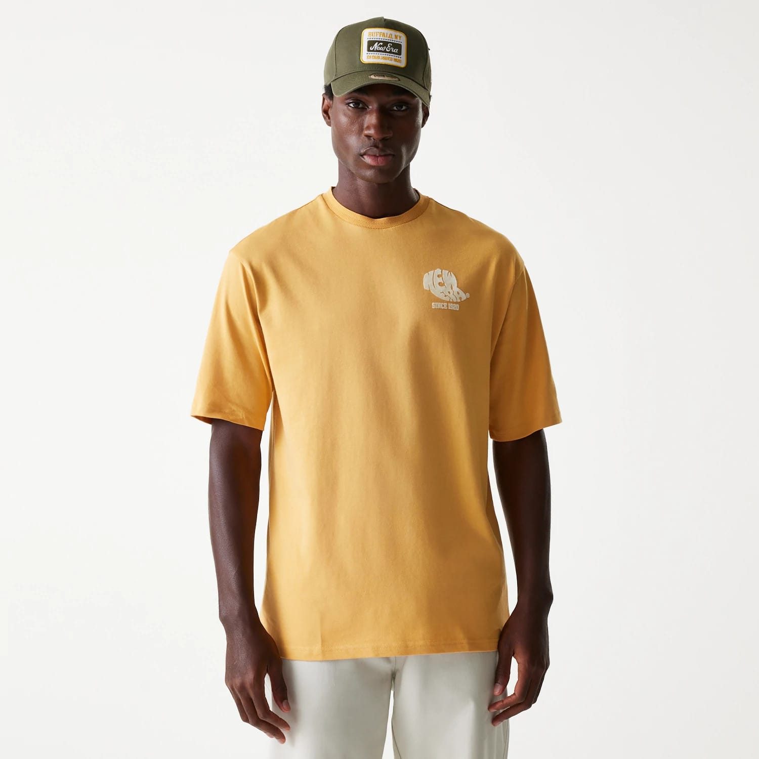 New Era Graphic Beige Oversized T-Shirt-kentox
