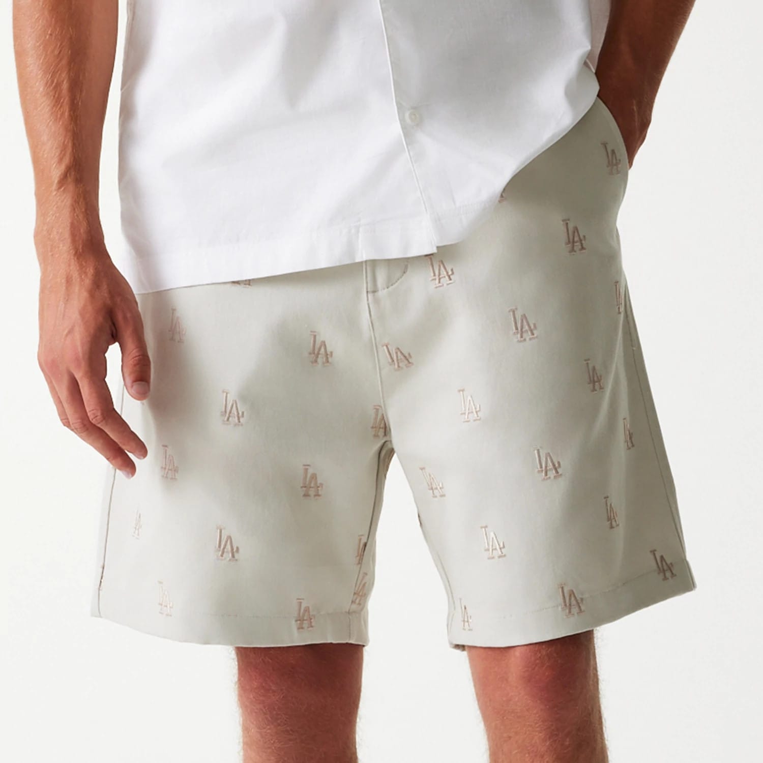 LA Dodgers MLB Monogram Cream Shorts-kentox