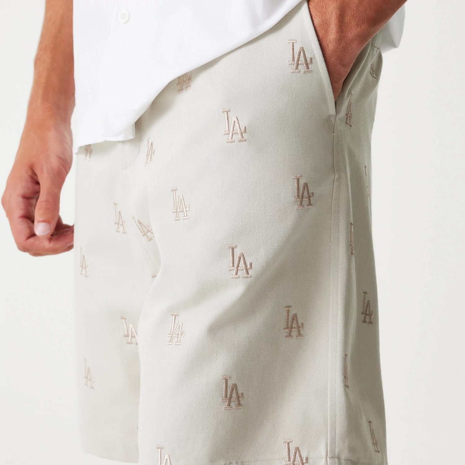 LA Dodgers MLB Monogram Cream Shorts-kentox