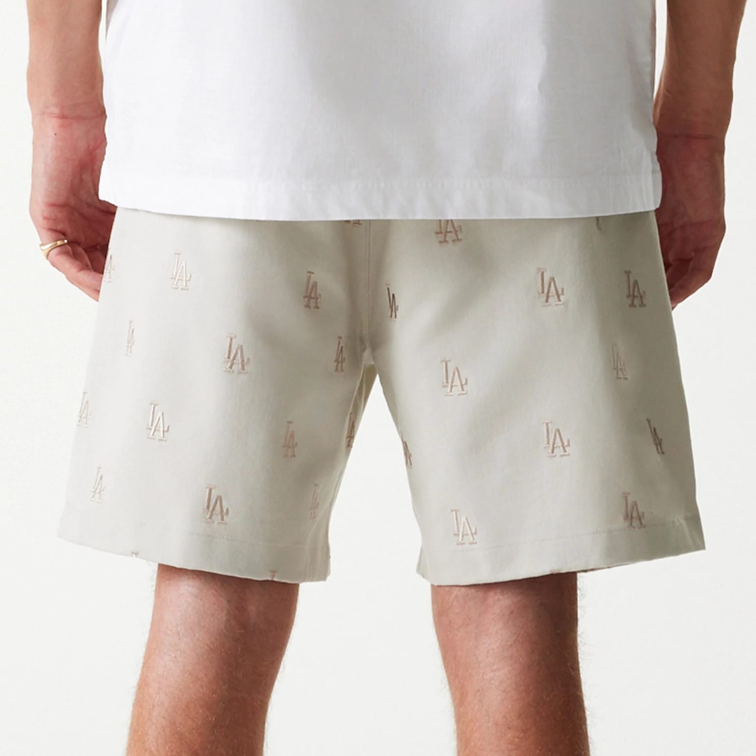 LA Dodgers MLB Monogram Cream Shorts-kentox