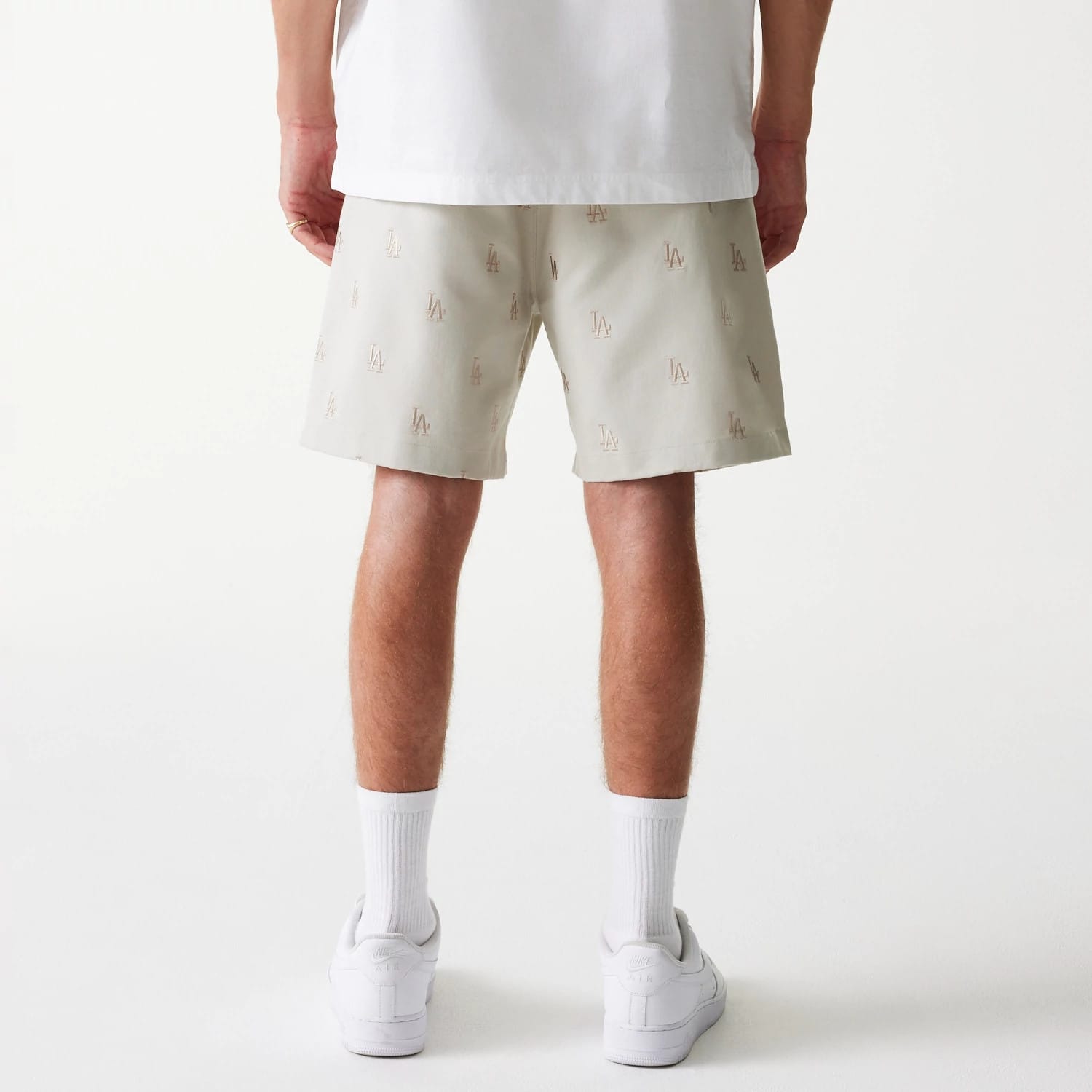 LA Dodgers MLB Monogram Cream Shorts-kentox