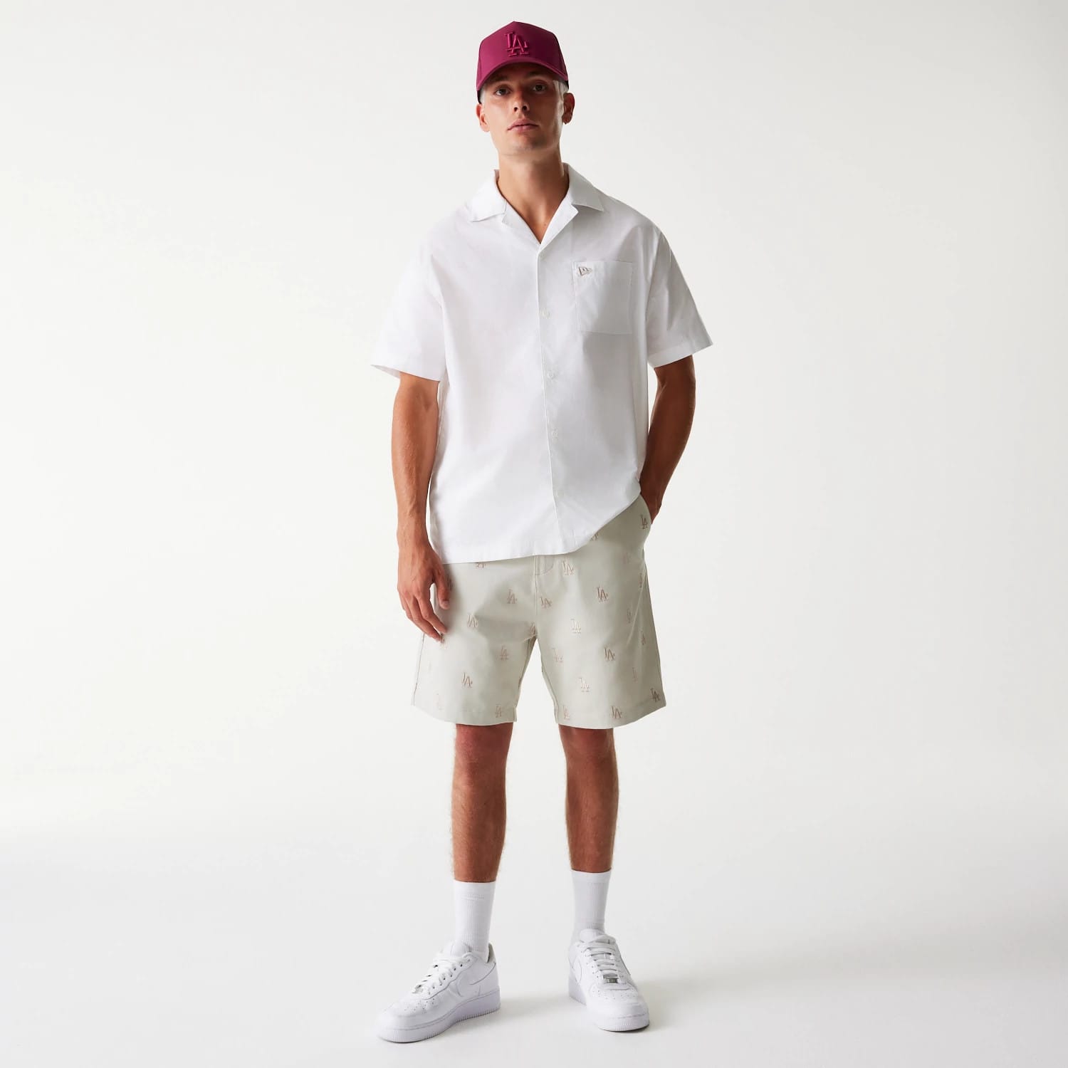 LA Dodgers MLB Monogram Cream Shorts-kentox
