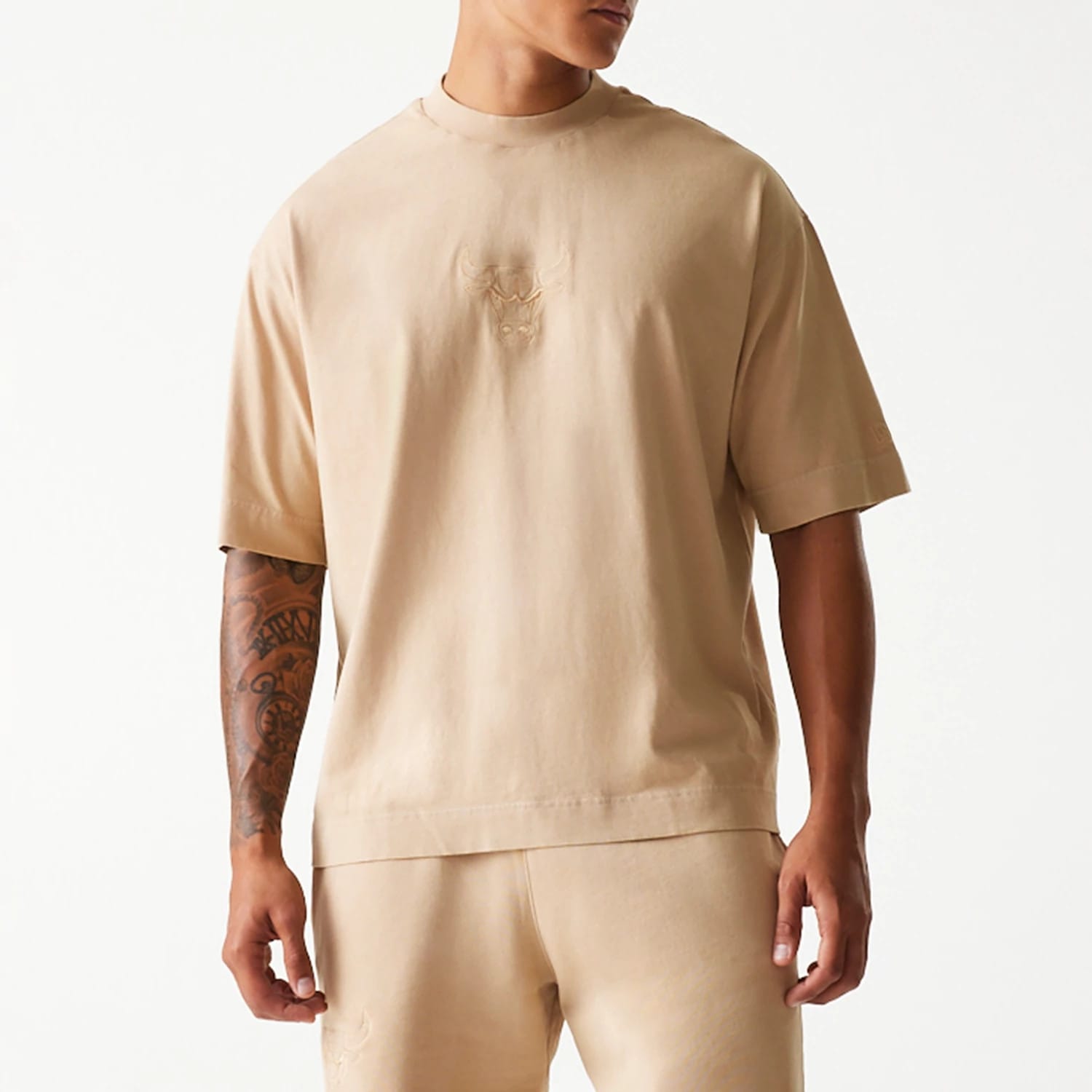Chicago Bulls NBA Washed Beige Box T-Shirt-kentox