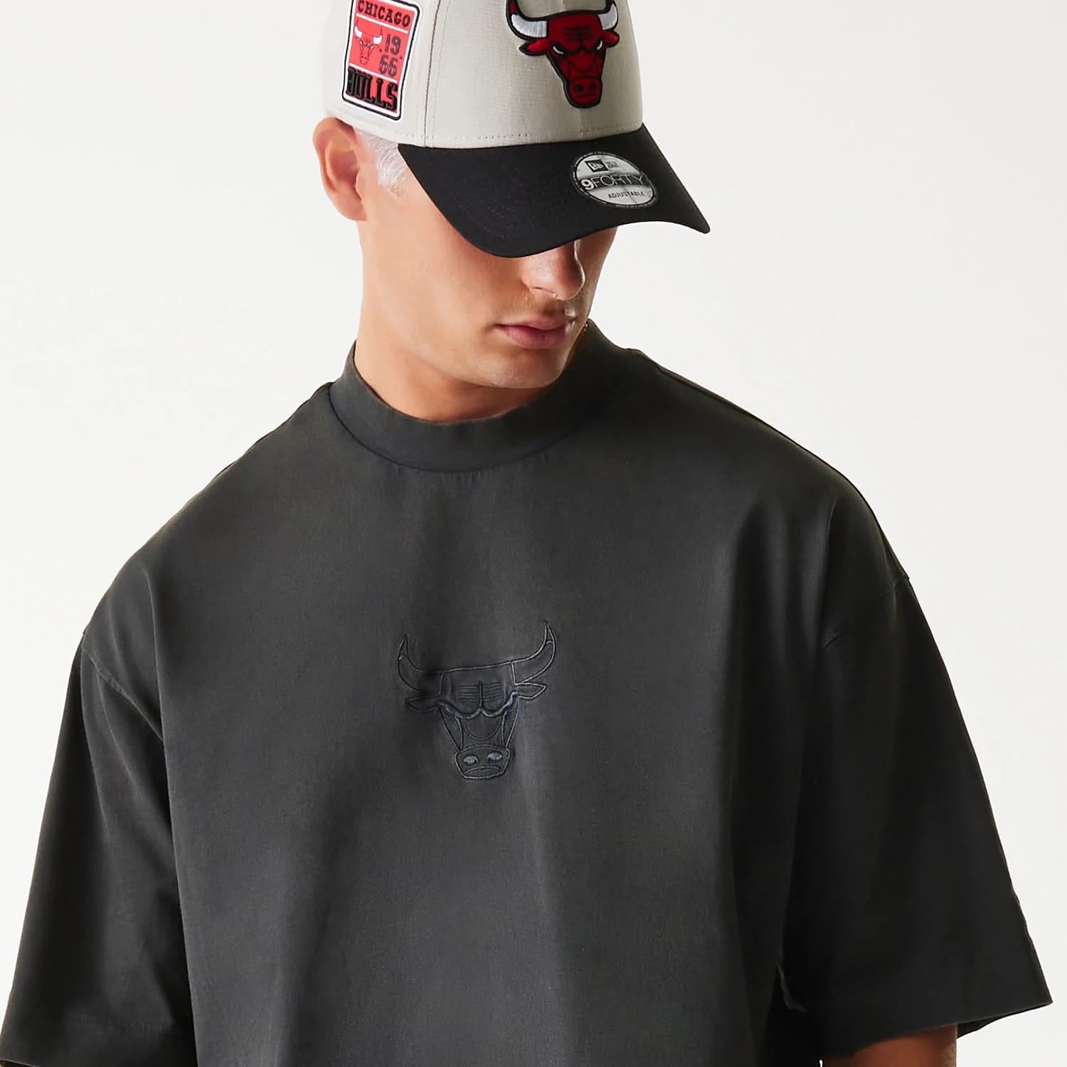 Chicago Bulls NBA Washed Grey Box T-Shirt-kentox