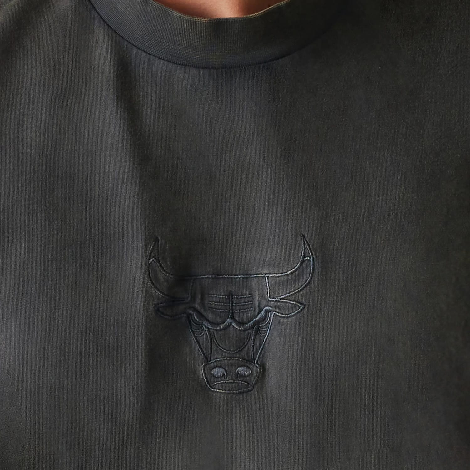 Chicago Bulls NBA Washed Grey Box T-Shirt-kentox