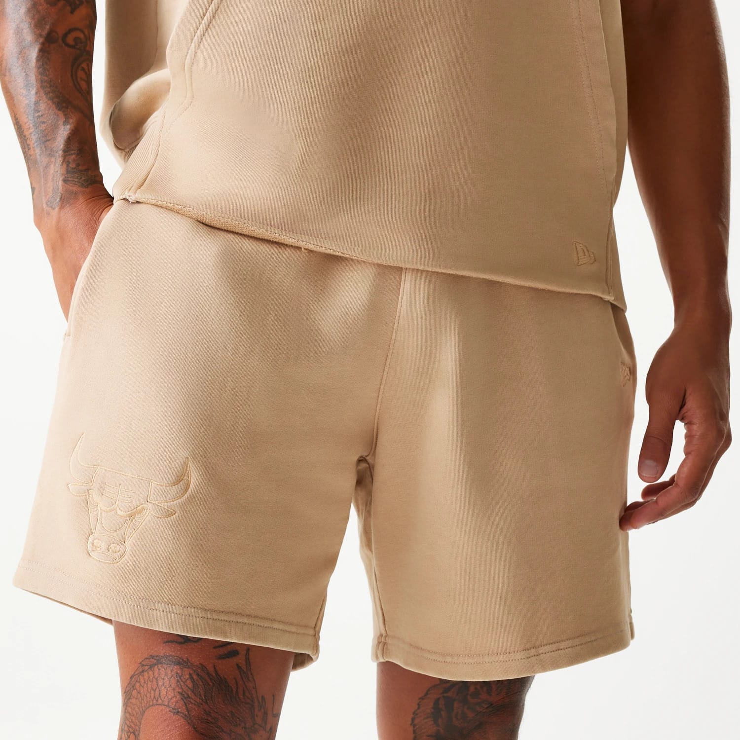 Chicago Bulls NBA Washed Beige Shorts-kentox