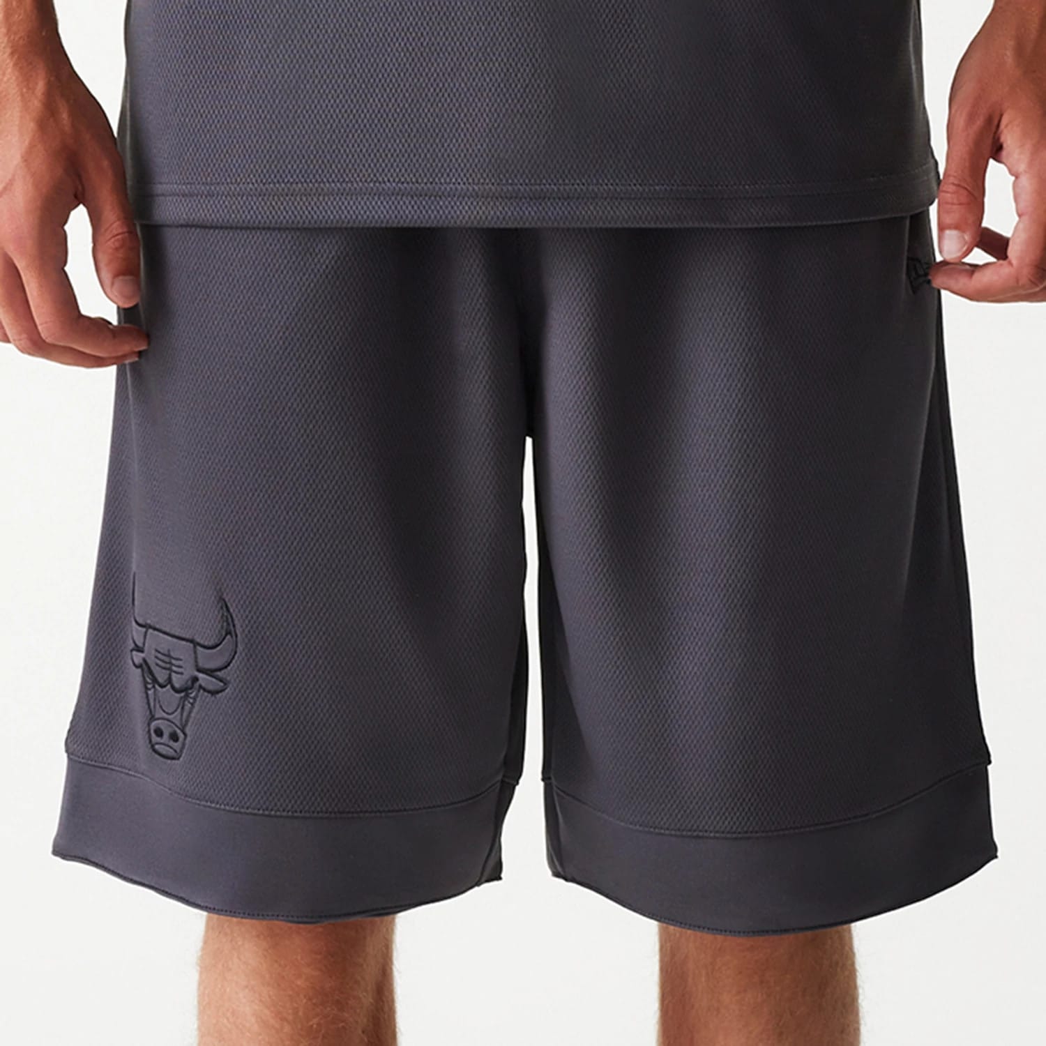 Chicago Bulls NBA Tonal Dark Grey Mesh Shorts-kentox