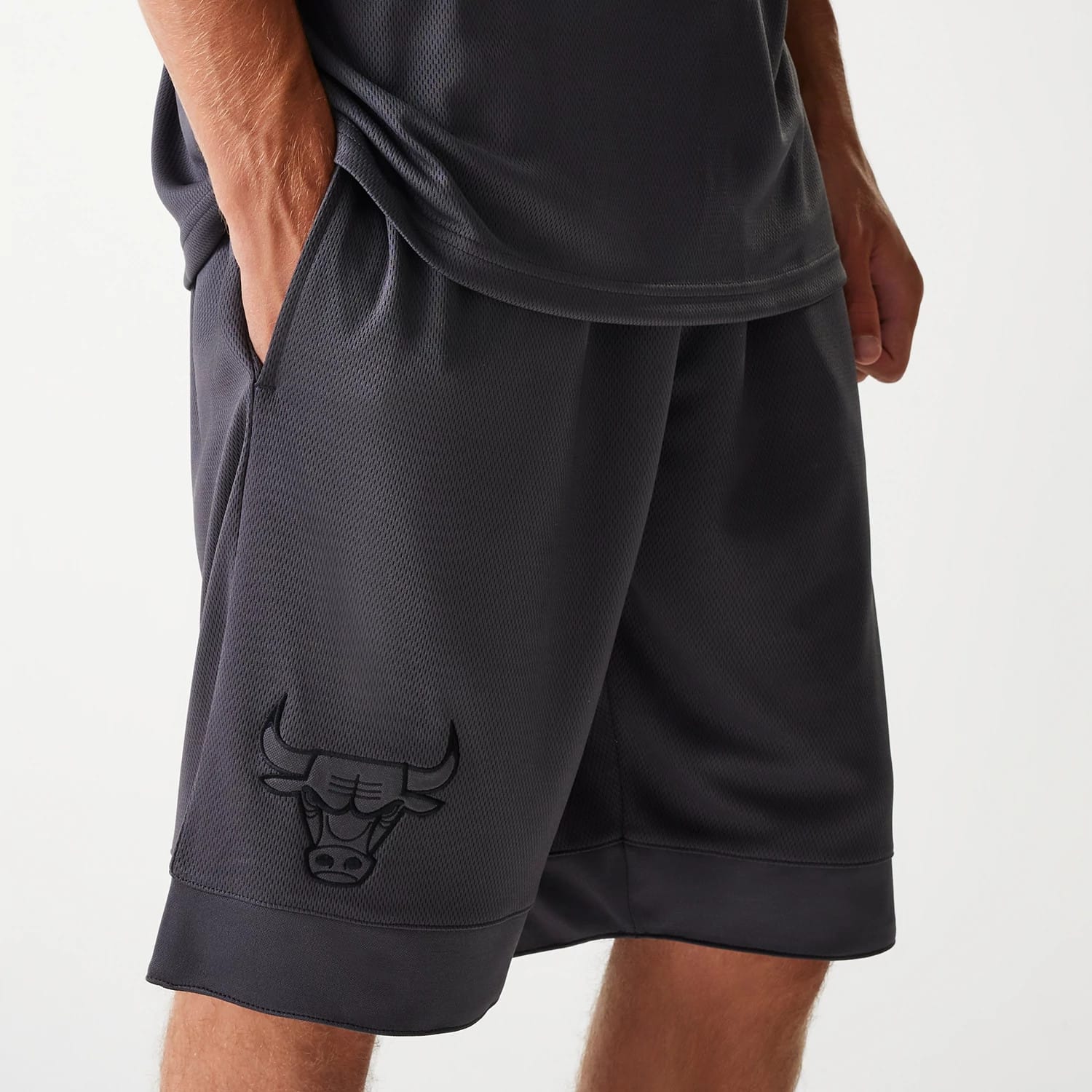 Chicago Bulls NBA Tonal Dark Grey Mesh Shorts-kentox