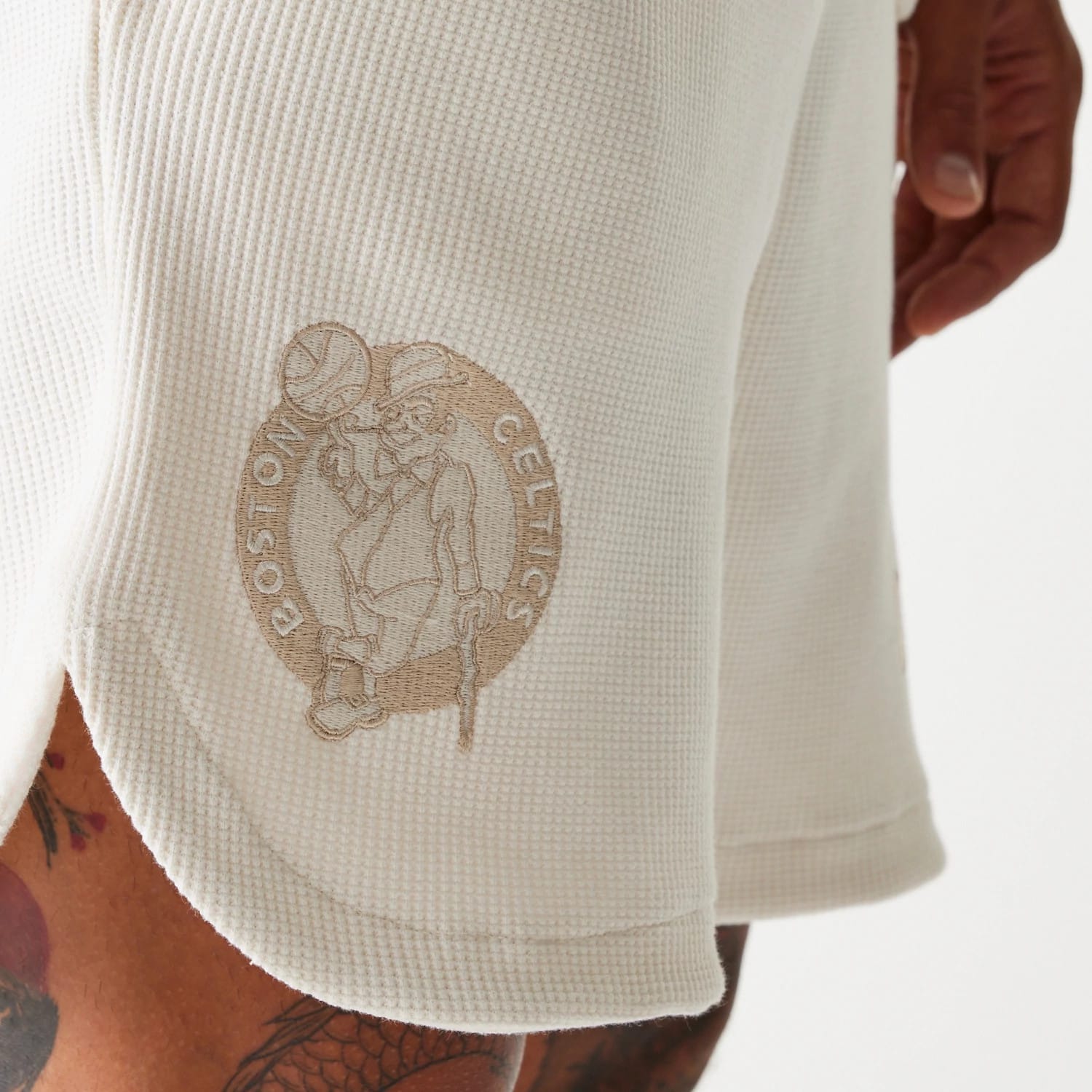 Boston Celtics NBA Waffle Open White Shorts-kentox
