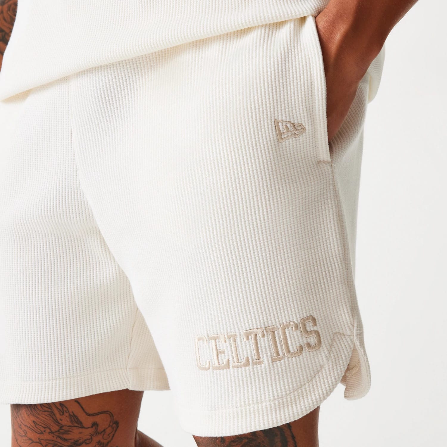 Boston Celtics NBA Waffle Open White Shorts-kentox