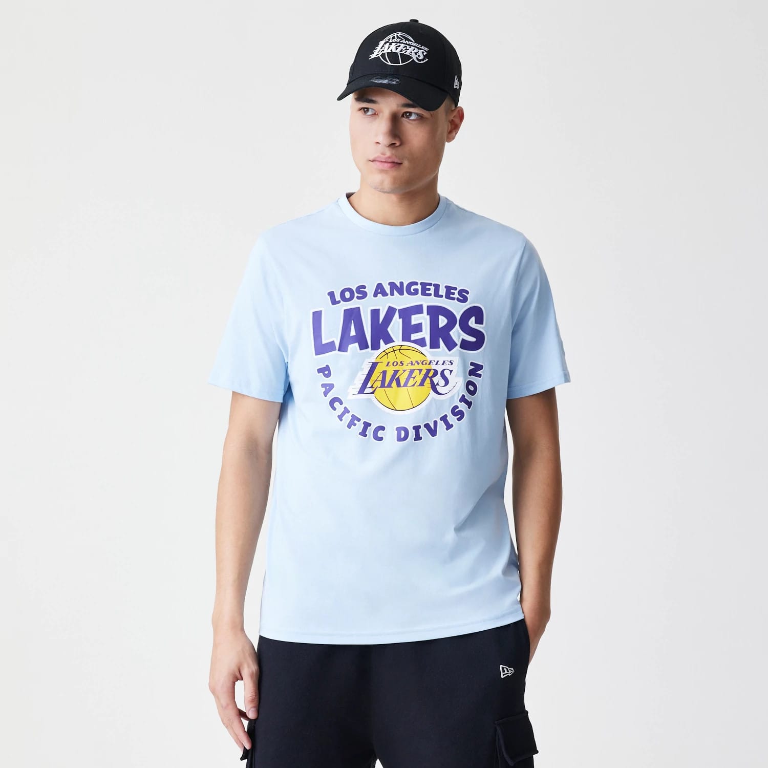 LA Lakers NBA Bubble Wordmark Pastel Blue T-Shirt-kentox