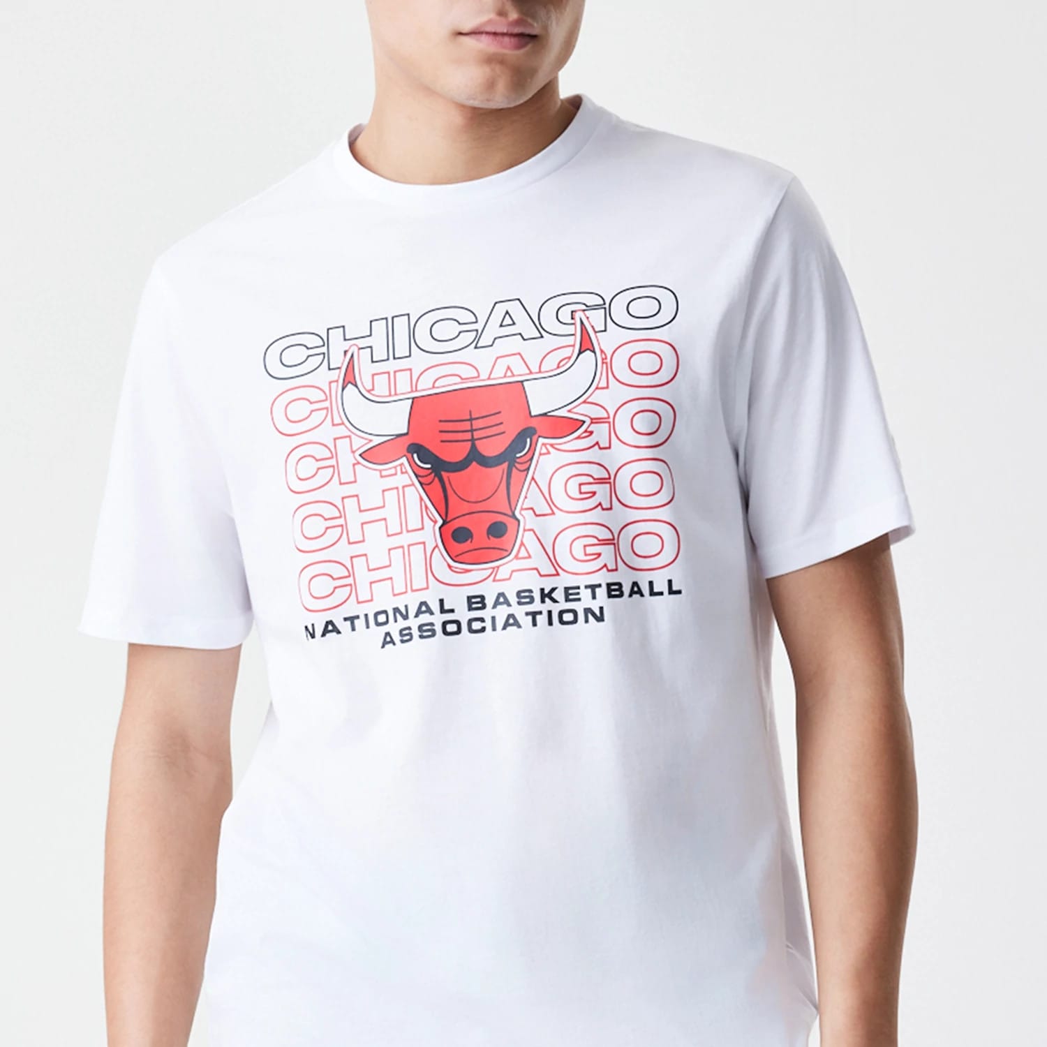 Chicago Bulls NBA Stack Wordmark White T-Shirt-kentox