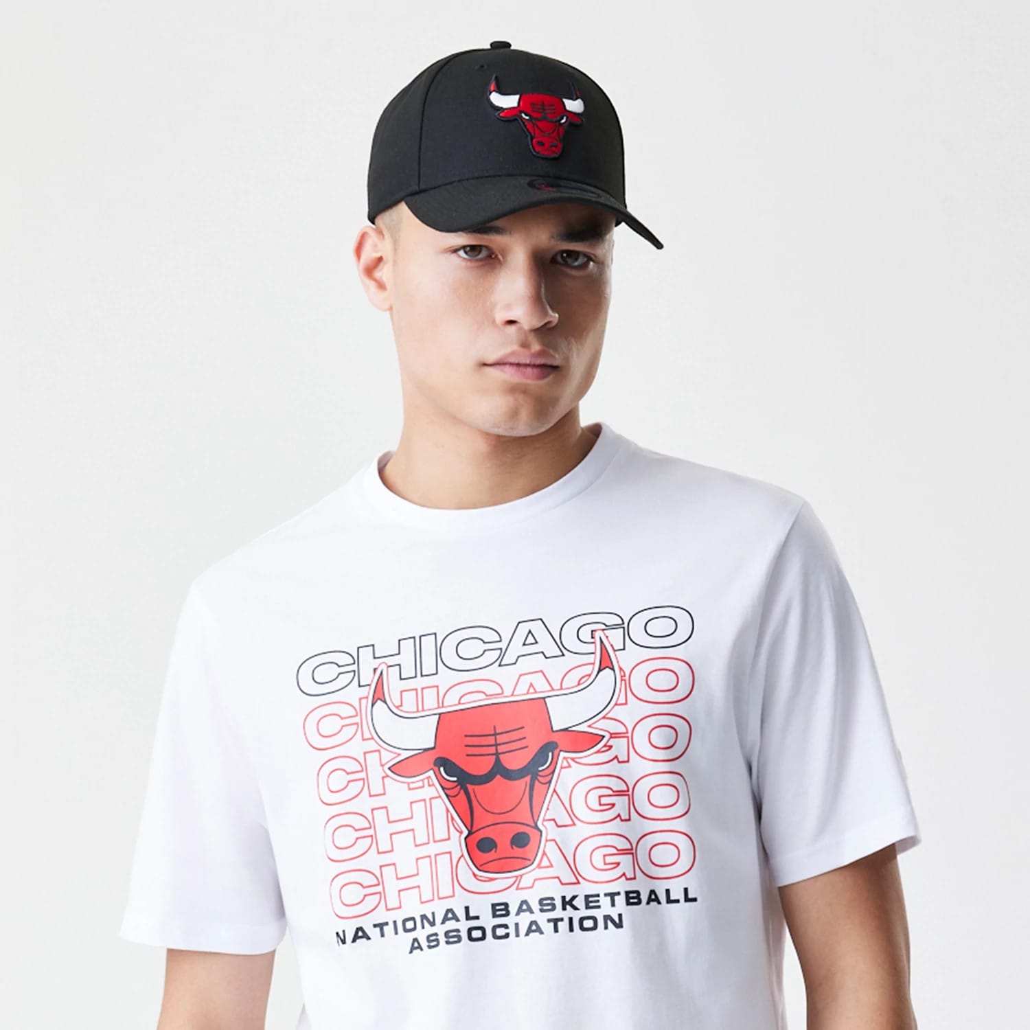 Chicago Bulls NBA Stack Wordmark White T-Shirt-kentox
