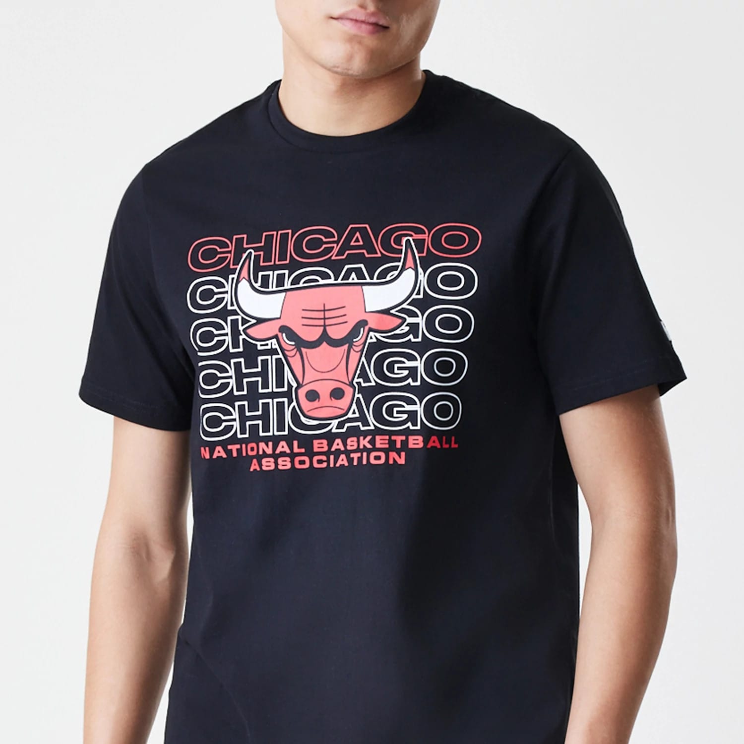 Chicago Bulls NBA Stack Wordmark Black T-Shirt-kentox