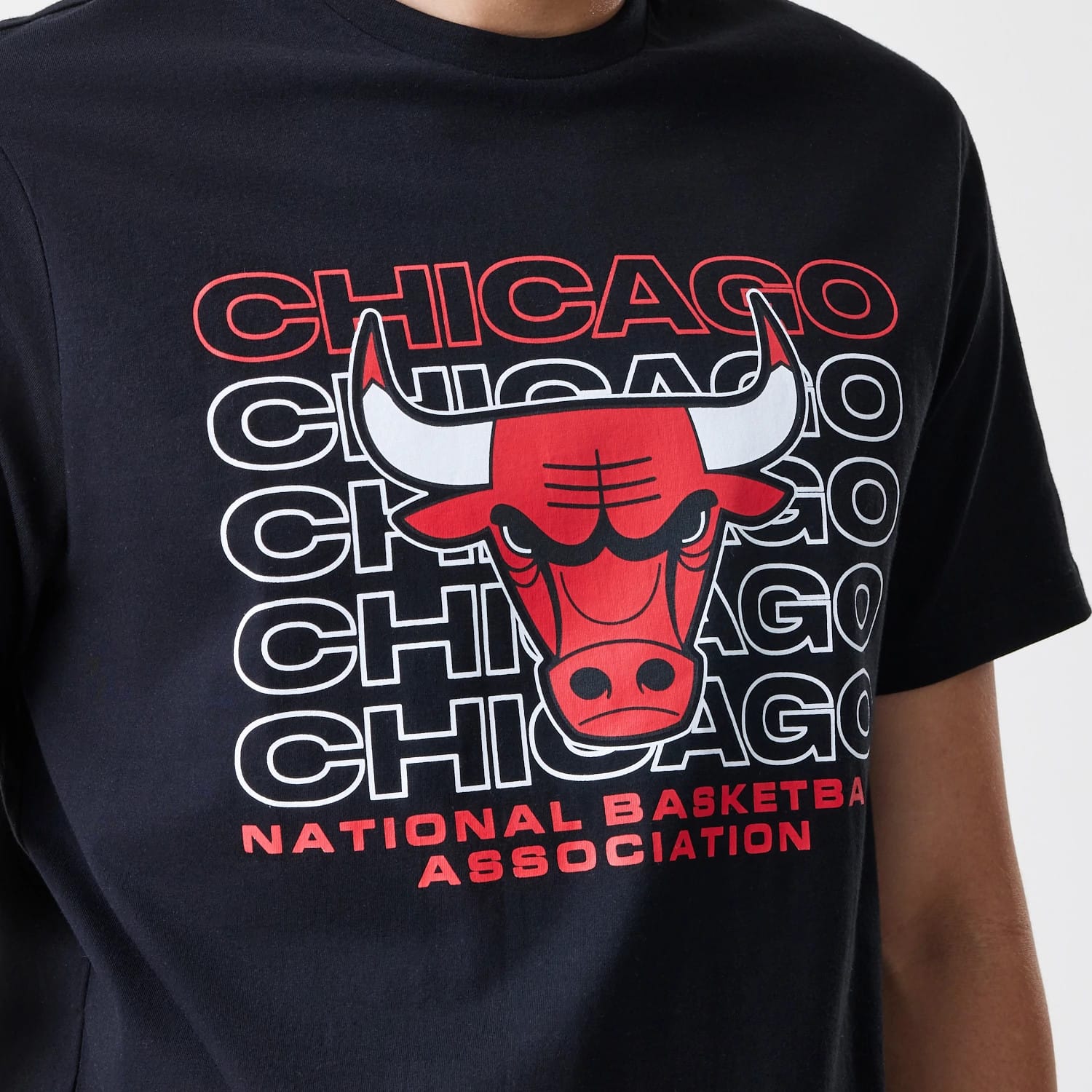 Chicago Bulls NBA Stack Wordmark Black T-Shirt-kentox