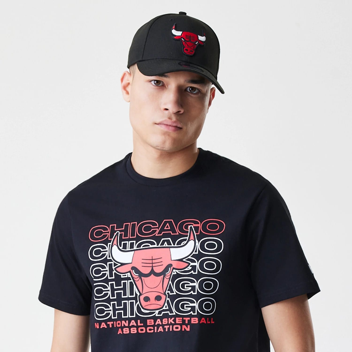 Chicago Bulls NBA Stack Wordmark Black T-Shirt-kentox