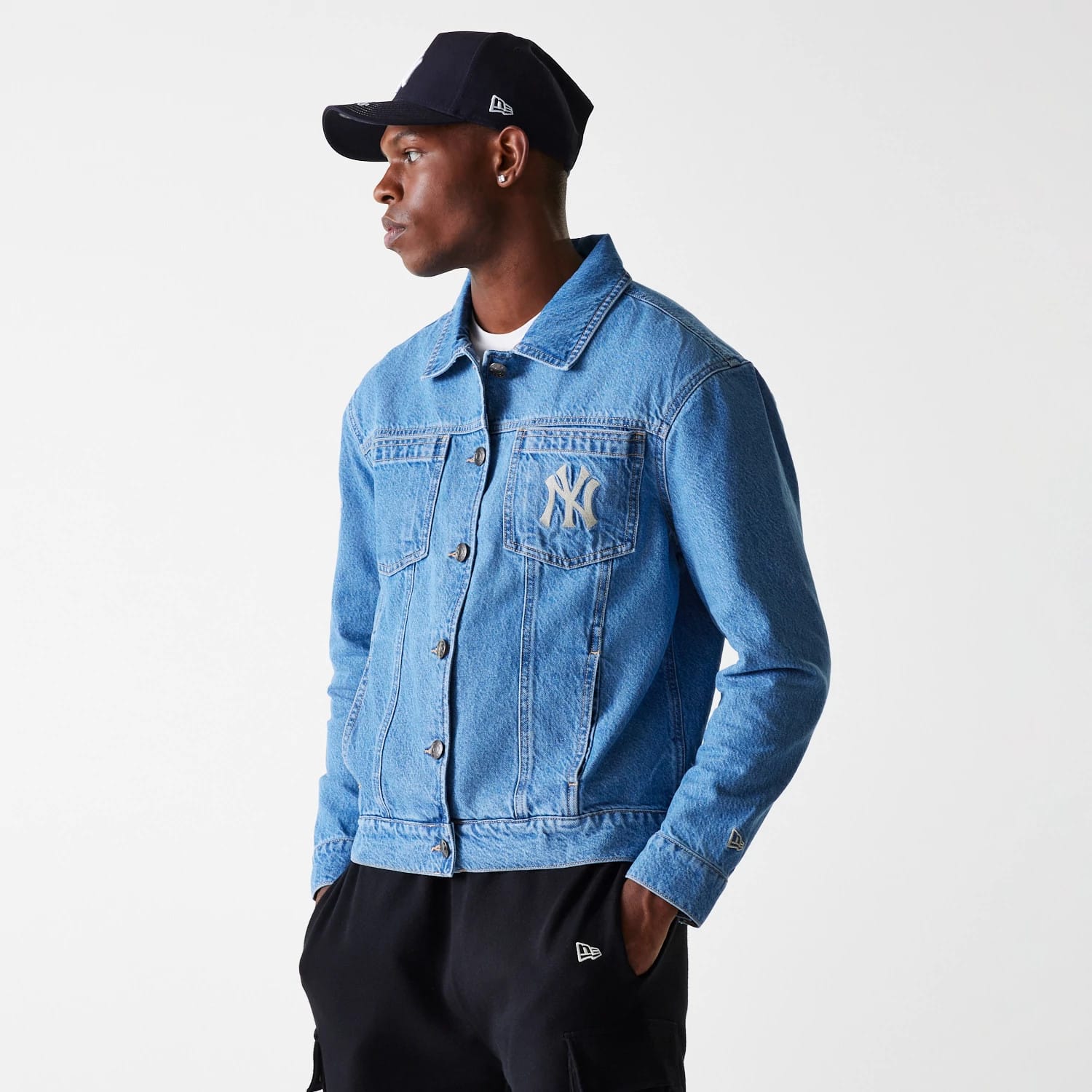 New York Yankees MLB Dark Blue Denim Jacket-kentox