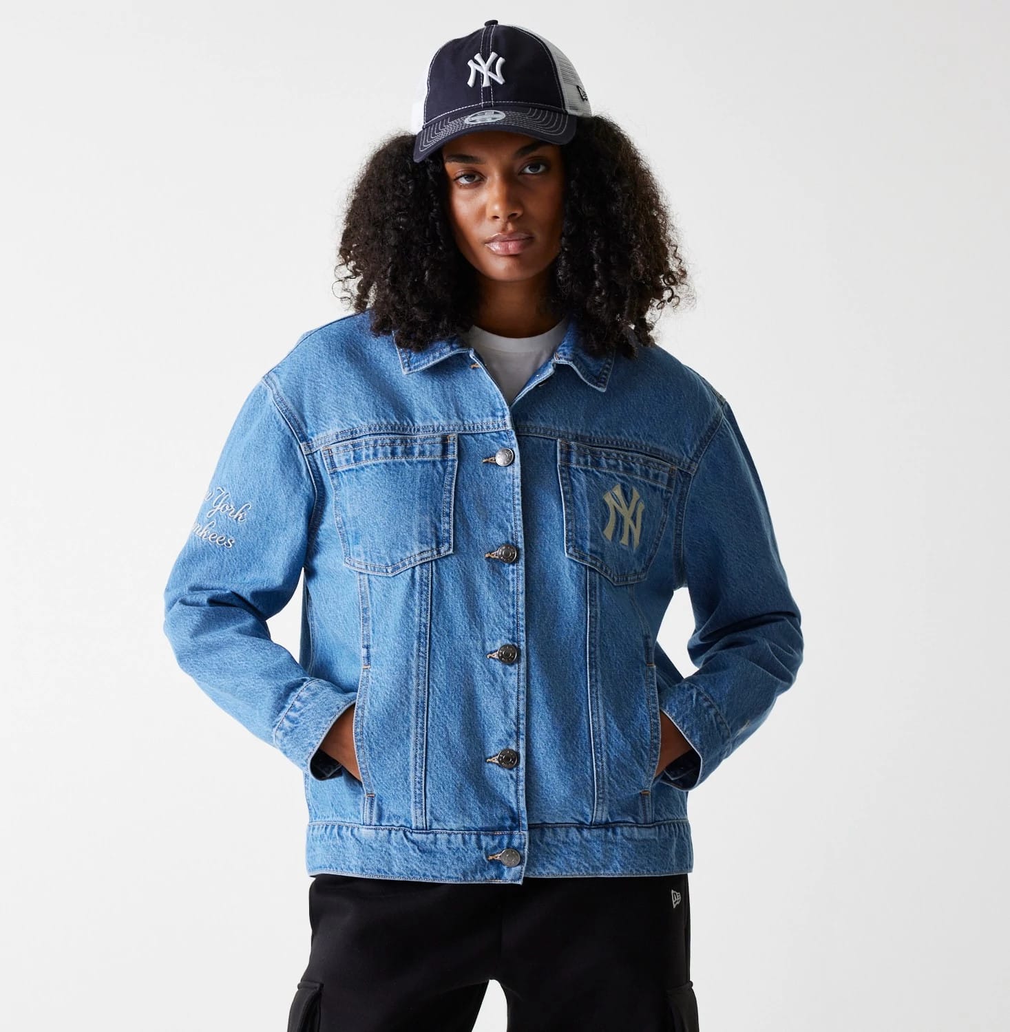 New York Yankees MLB Dark Blue Denim Jacket-kentox