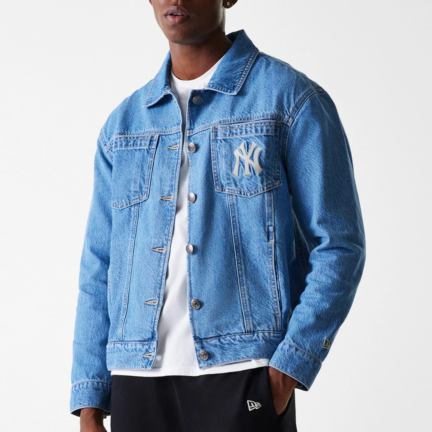 New York Yankees MLB Dark Blue Denim Jacket-kentox