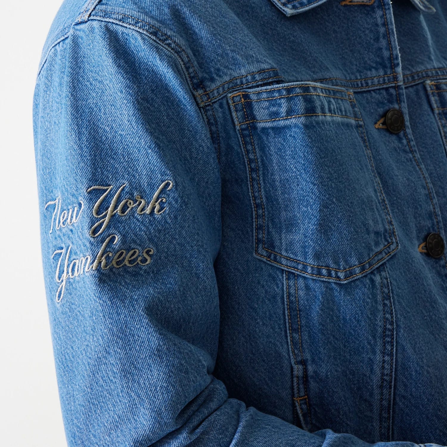 New York Yankees MLB Dark Blue Denim Jacket-kentox