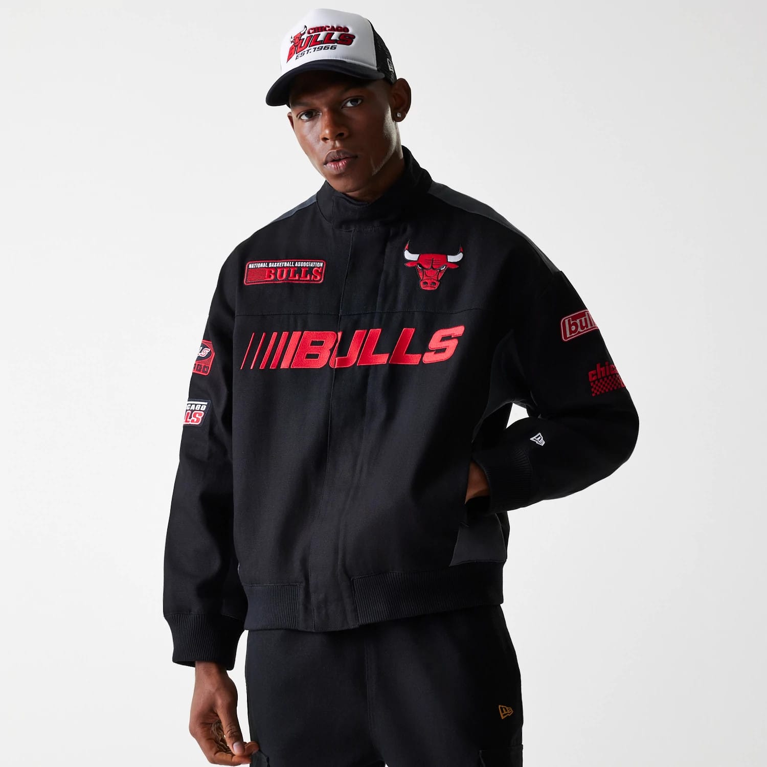 Chicago Bulls NBA Black Motorsports Jacket-kentox