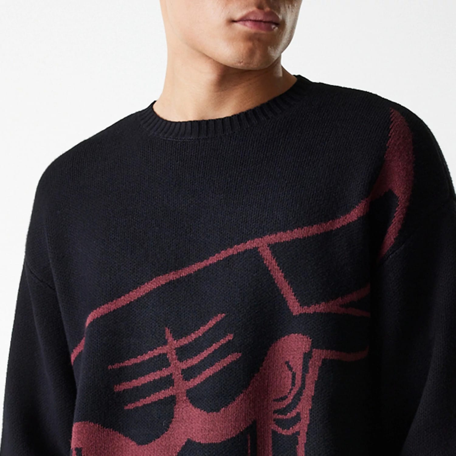 Chicago Bulls NBA Knit Black Oversized Knit Sweater-kentox