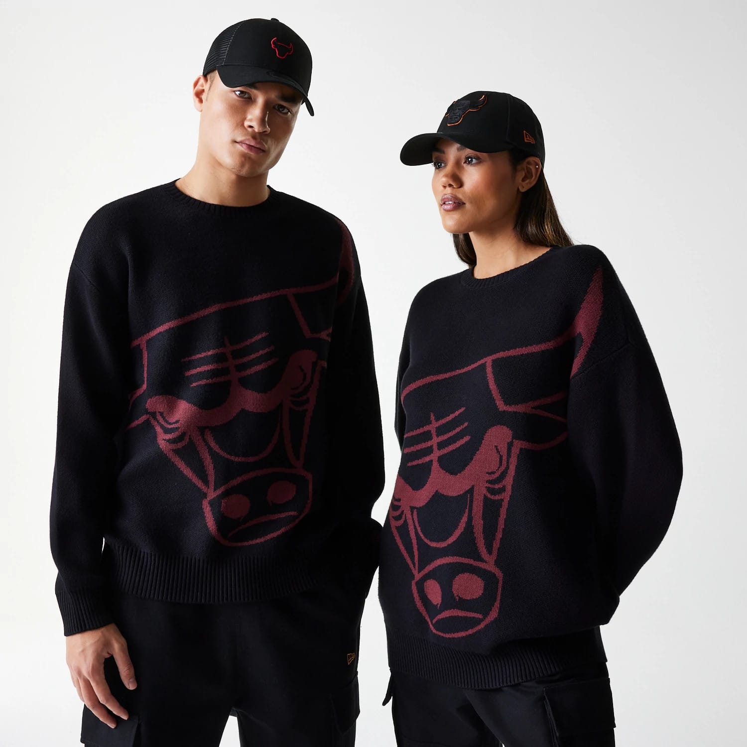 Chicago Bulls NBA Knit Black Oversized Knit Sweater-kentox