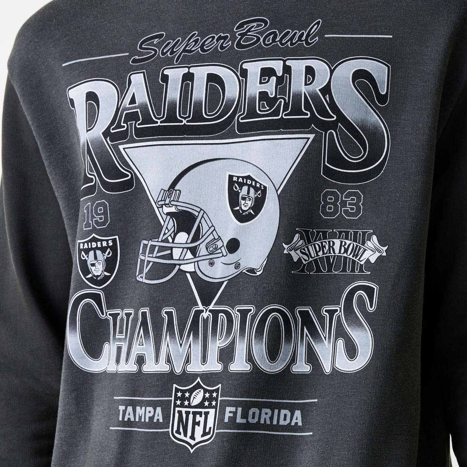 Las Vegas Raiders NFL Washed Super Bowl Grey Oversized Crew Neck Sweater-kentox