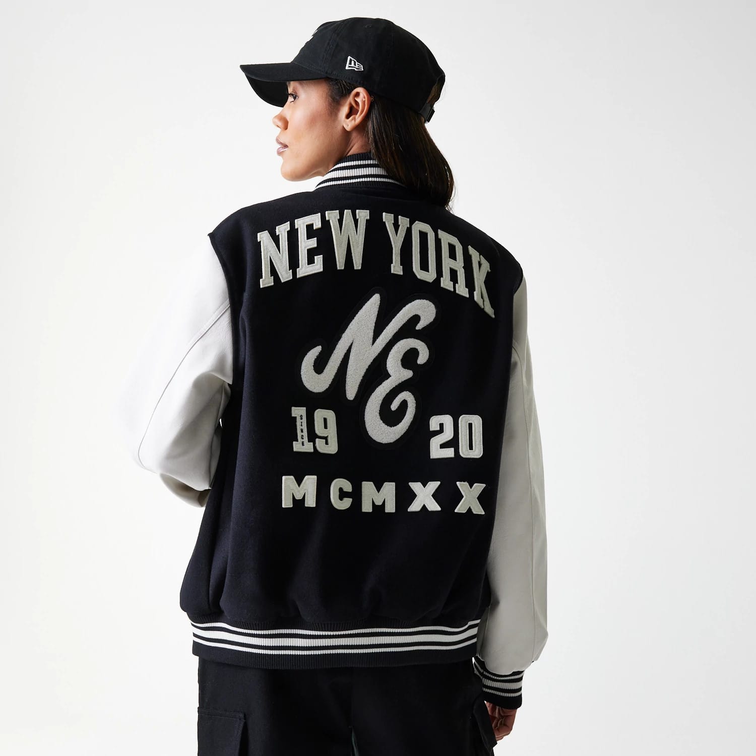 New Era Patch Black Varsity Jacket-kentox